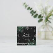 Black Green en Snowflake Merry-kerst Informatiekaartje (Staand voorkant)