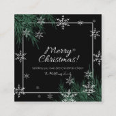 Black Green en Snowflake Merry-kerst Informatiekaartje (Voorkant)