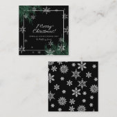 Black Green en Snowflake Merry-kerst Informatiekaartje (Voorkant / Achterkant)