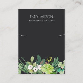 BLACK GREEN FAUNA SUCCULENT PEONY KETTING DISPLAY VISITEKAARTJE