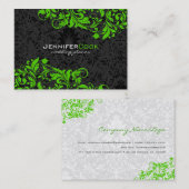 Black & Green Floral Damascus 5 Wedding Planner Visitekaartje (Voorkant / Achterkant)