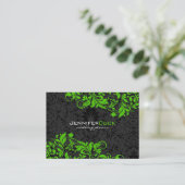 Black & Green Floral Damascus 5 Wedding Planner Visitekaartje (Staand voorkant)