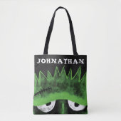 Black & Green Frankenstein Monster Face Halloween Tote Bag (Voorkant)