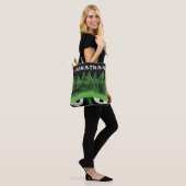 Black & Green Frankenstein Monster Face Halloween Tote Bag (Op model)
