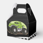 Black Green Gator Monster Truck Birthday Party Bedankdoosjes (Achterkant)
