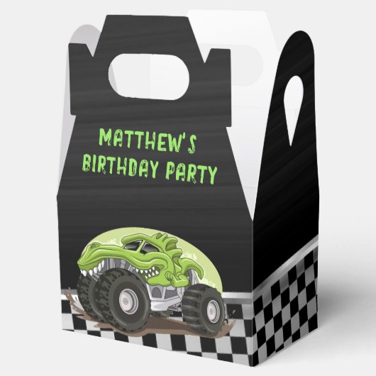 Black Green Gator Monster Truck Birthday Party Bedankdoosjes (Geopend)