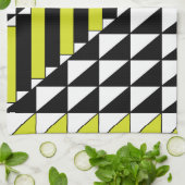 Black Green Geometric Triangle Rechthoekpatroon Theedoek (Gevouwen)