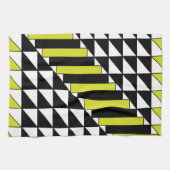 Black Green Geometric Triangle Rechthoekpatroon Theedoek (Horizontaal)
