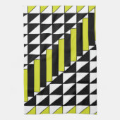 Black Green Geometric Triangle Rechthoekpatroon Theedoek (Verticaal)