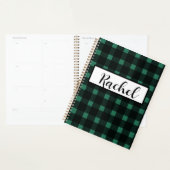 Black Green Gingham Personalized Planner (Display)