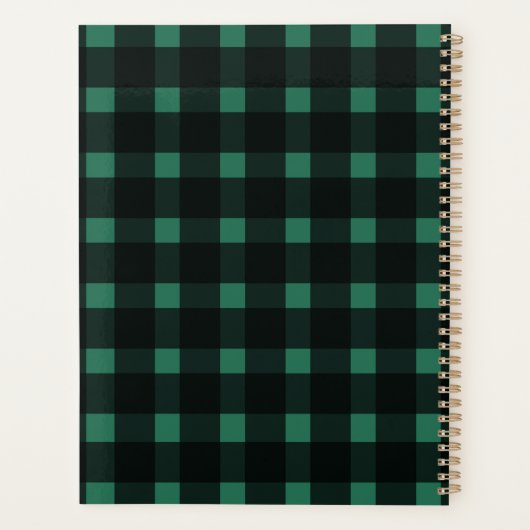 Black Green Gingham Personalized Planner (Achterkant)