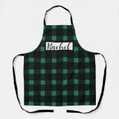 Black Green Gingham Personalized Schort (Voorkant)