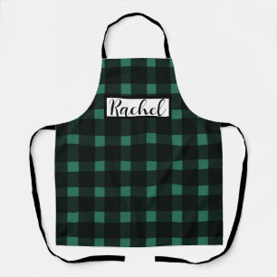 Black Green Gingham Personalized Schort