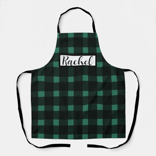 Black Green Gingham Personalized Schort (Voorkant)