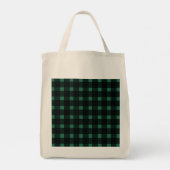 Black Green Gingham Personalized Tote Bag (Achterkant)
