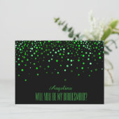Black Green Glitter... ben je mijn bruidsmeisje? Kaart (Staand voorkant)