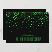 Black Green Glitter... ben je mijn bruidsmeisje? Kaart (Voorkant / Achterkant)