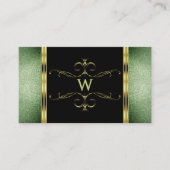 Black Green Glitter Gold  Ornamenten Monogram Visitekaartje (Voorkant)