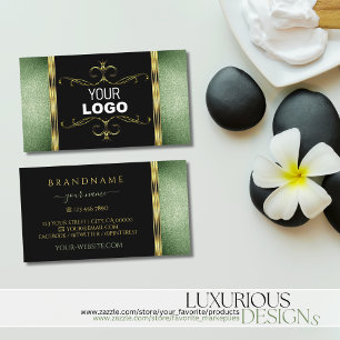 Black Green Glitter Gold  versieringen en Logo Visitekaartje