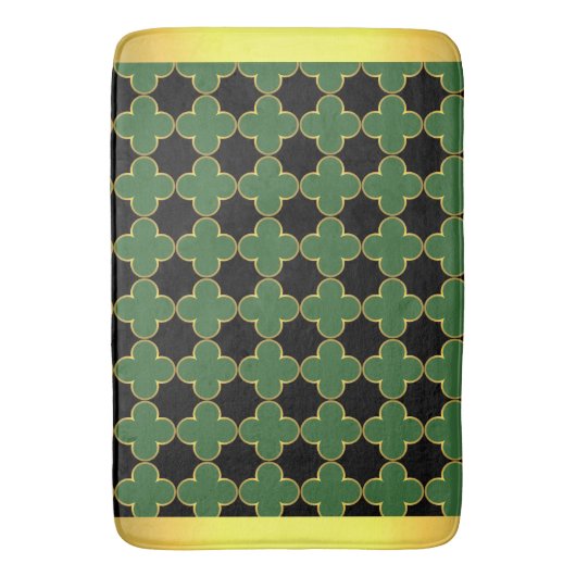 Black Green & Gold Bath Mat (Voorkant Verticaal)