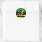 BLACK GREEN GOLD DAMASK MONOGRAM Dank u Ronde Sticker (Tas)