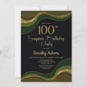 Black Green Gold Glitter Surprise 100e verjaardag Kaart (Voorkant)