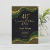Black Green Gold Glitter Surprise 40e verjaardag Kaart (Staand voorkant)
