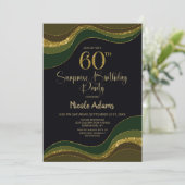 Black Green Gold Glitter Surprise 60e verjaardag Kaart (Staand voorkant)