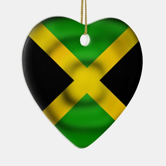 Black Green Gold Jamaica Heart Flag Ornament (Rechts)