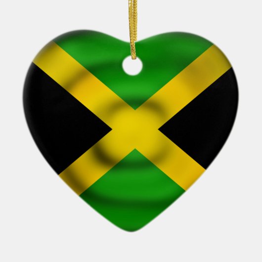Black Green Gold Jamaica Heart Flag Ornament (Voorkant)