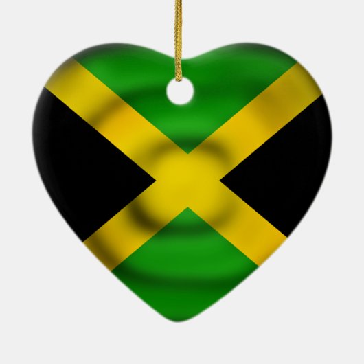 Black Green Gold Jamaica Heart Flag Ornament (Achterkant)