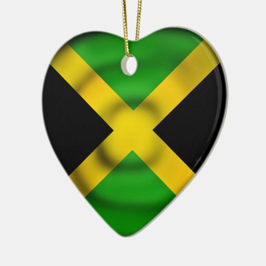 Black Green Gold Jamaica Heart Flag Ornament (Links)