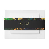 Black Green Gold Monogrammed Wedding Uitnodigingen Wikkel (Voorkant Voorbeeld)