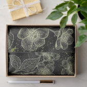 Black & Green Hand-Drawn Floral Script Decoupage  Tissuepapier (Geschenk)