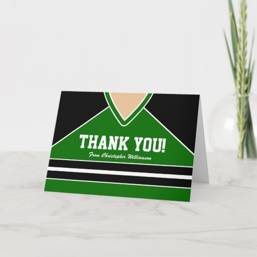 Black/Green Hockey Jersey Bedankkaart (Voorkant)