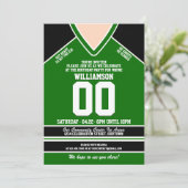 Black/Green Hockey Jersey Birthday Party Kaart (Staand voorkant)