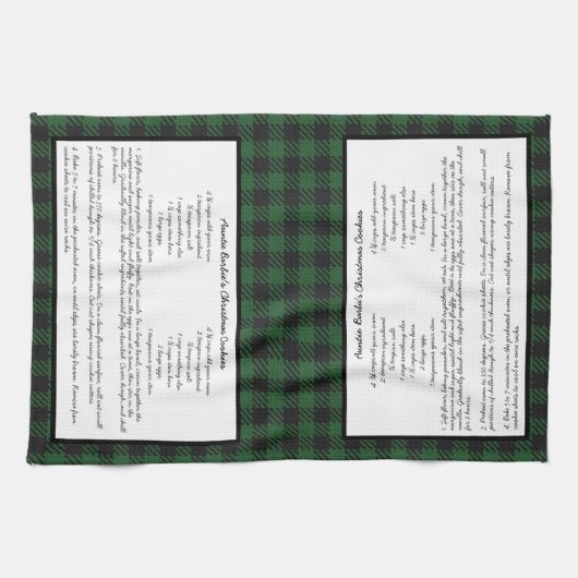 Black Green Kerstmis Gingham Pset Family Recipe Theedoek (Horizontaal)
