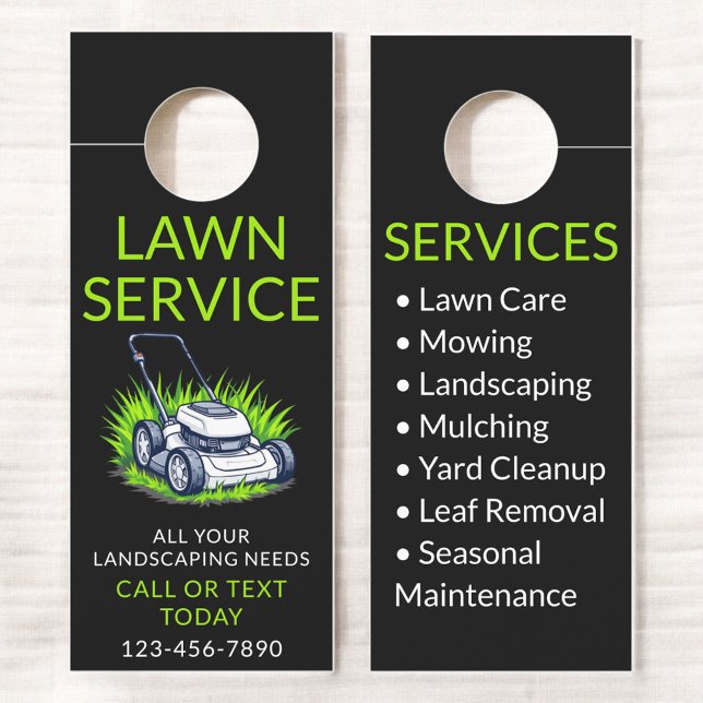 Black Green Lawn Care en Service Professional Deurhanger (Creator heeft geüpload)
