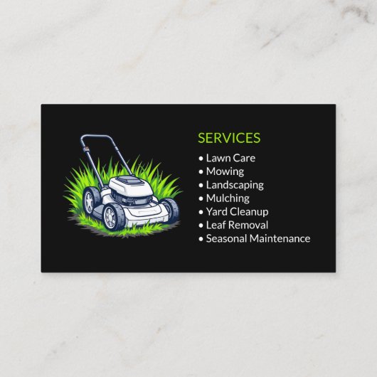 Black Green Lawn Care en Service Professional Visitekaartje (Achterkant)