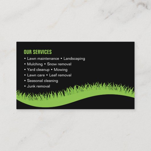 Black Green Lawn care Landschapsmaaiservice Visitekaartje (Achterkant)