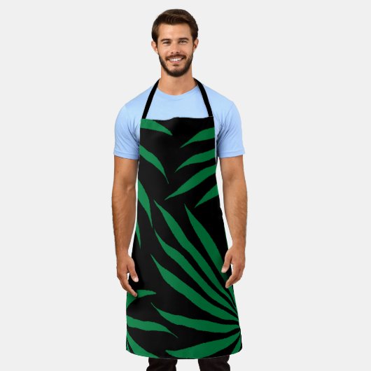 Black Green Leaf Tribal Pattern Afrika Schort (Gedragen)