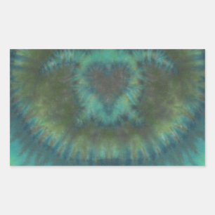 Black Green Love Turtles Heart Tie Dye Rechthoekige Sticker