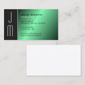 Black Green Monogram Professional Visitekaartje (Voorkant / Achterkant)