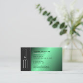 Black Green Monogram Professional Visitekaartje (Staand voorkant)