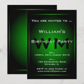 Black & Green Monogram Sci-fi - Uitnodiging (Voorkant / Achterkant)