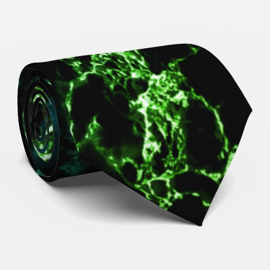 Black Green Neon Marble Stropdas (Opgerold)