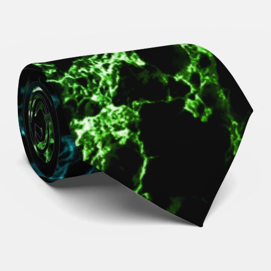 Black Green Neon Marble Stropdas Modern (Opgerold)