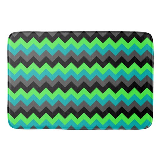 Black Green Ombre Chevrons Large Bath Mat (Voorkant)