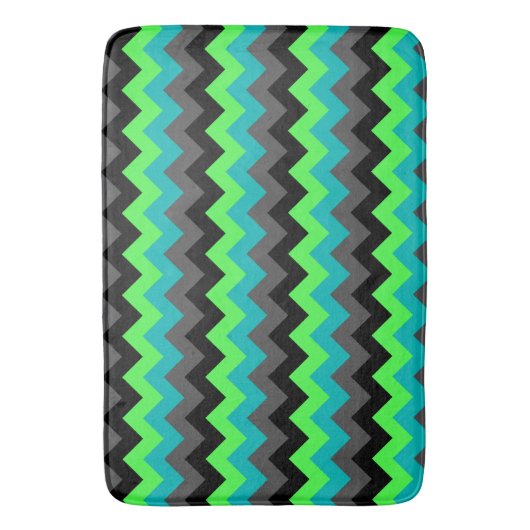 Black Green Ombre Chevrons Large Bath Mat (Voorkant Verticaal)