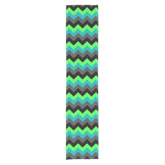 Black Green Ombre Chevrons Small Table Runner Korte Tafelloper (Voorkant)